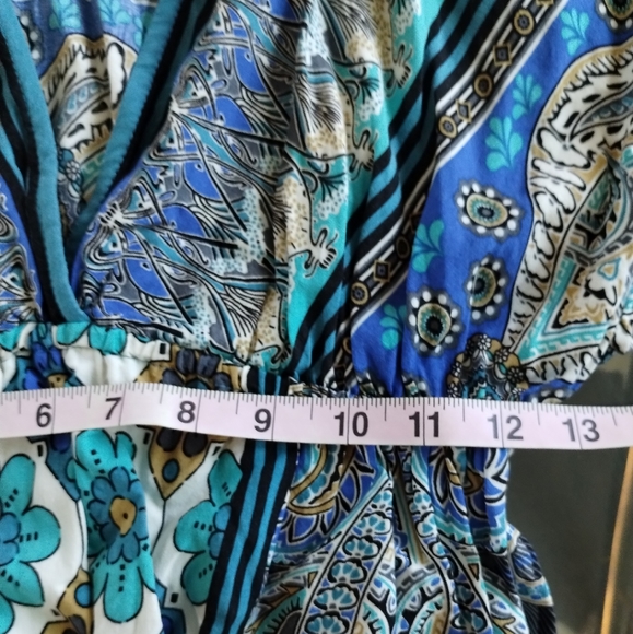 Blue Floral Multi Print VNeck Dress - Picture 12 of 13